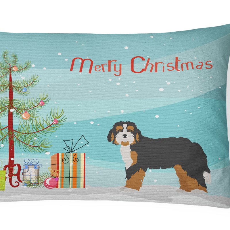 Caroline's Treasures 12 In X 16 In Outdoor Throw Pillow Bernedoodle Christmas Tree Canvas Fabric Decorative Pillow