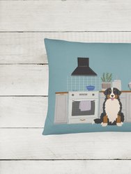 12 in x 16 in  Outdoor Throw Pillow Bernese Mountain Dog Kitchen Scene Canvas Fabric Decorative Pillow