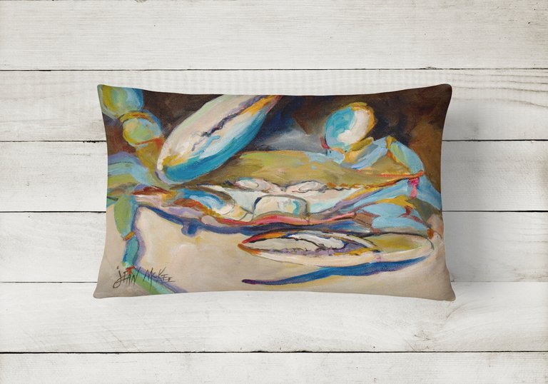 12 in x 16 in  Outdoor Throw Pillow Big Crab Claw Blue Crab Canvas Fabric Decorative Pillow