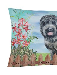 12 in x 16 in  Outdoor Throw Pillow Black Russian Terrier Spring Canvas Fabric Decorative Pillow