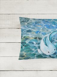 12 in x 16 in  Outdoor Throw Pillow Blue Fish Canvas Fabric Decorative Pillow