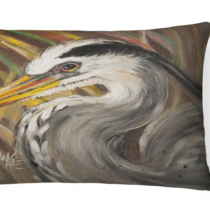 Caroline's Treasures 12 In X 16 In Outdoor Throw Pillow Blue Heron Canvas Fabric Decorative Pillow