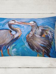 12 in x 16 in  Outdoor Throw Pillow Blue Heron Love Canvas Fabric Decorative Pillow