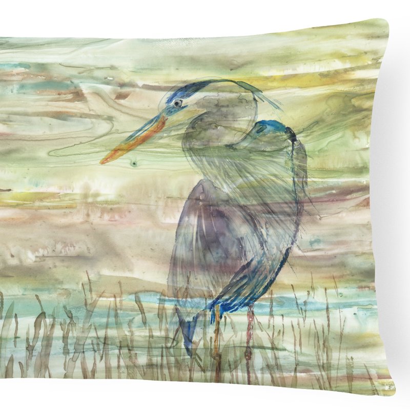 Caroline's Treasures 12 In X 16 In Outdoor Throw Pillow Blue Heron Sunset Canvas Fabric Decorative Pillow