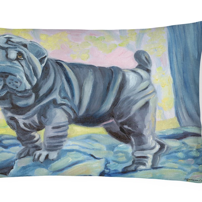 Caroline's Treasures 12 In X 16 In Outdoor Throw Pillow Blue Shar Pei Canvas Fabric Decorative Pillow