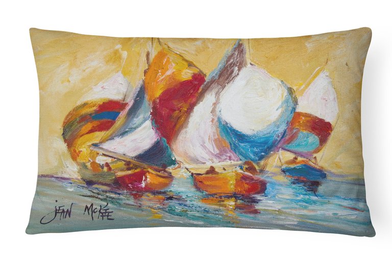 12 in x 16 in  Outdoor Throw Pillow Boat Race Canvas Fabric Decorative Pillow