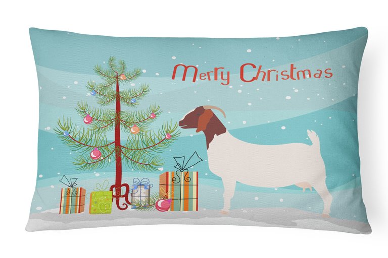 12 in x 16 in  Outdoor Throw Pillow Boer Goat Christmas Canvas Fabric Decorative Pillow