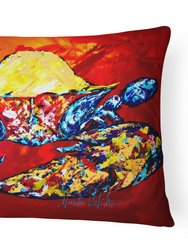 12 in x 16 in  Outdoor Throw Pillow Bring it on Crab in Red Canvas Fabric Decorative Pillow
