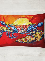 12 in x 16 in  Outdoor Throw Pillow Bring it on Crab in Red Canvas Fabric Decorative Pillow