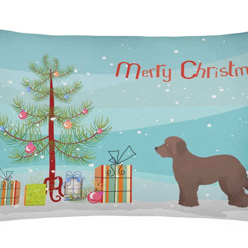 Caroline's Treasures 12 In X 16 In Outdoor Throw Pillow Brown Goldendoodle Christmas Tree Canvas Fabric Decorative Pillow