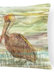 12 in x 16 in  Outdoor Throw Pillow Brown Pelican Sunset Canvas Fabric Decorative Pillow