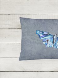 12 in x 16 in  Outdoor Throw Pillow Butterfly on Gray Canvas Fabric Decorative Pillow