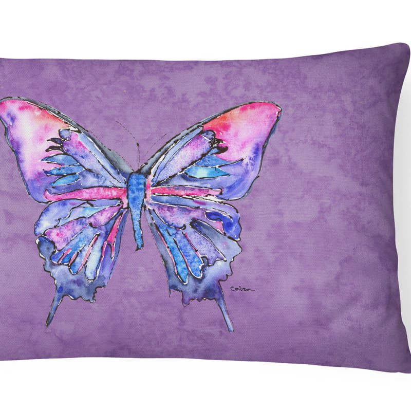 Caroline's Treasures 12 In X 16 In Outdoor Throw Pillow Butterfly On Purple Canvas Fabric Decorative Pillow