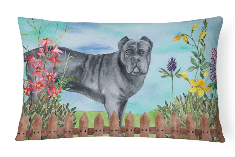 12 in x 16 in  Outdoor Throw Pillow Cane Corso Spring Canvas Fabric Decorative Pillow
