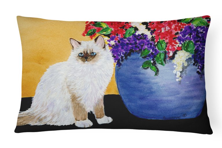 12 in x 16 in  Outdoor Throw Pillow Cat - Ragdoll Canvas Fabric Decorative Pillow