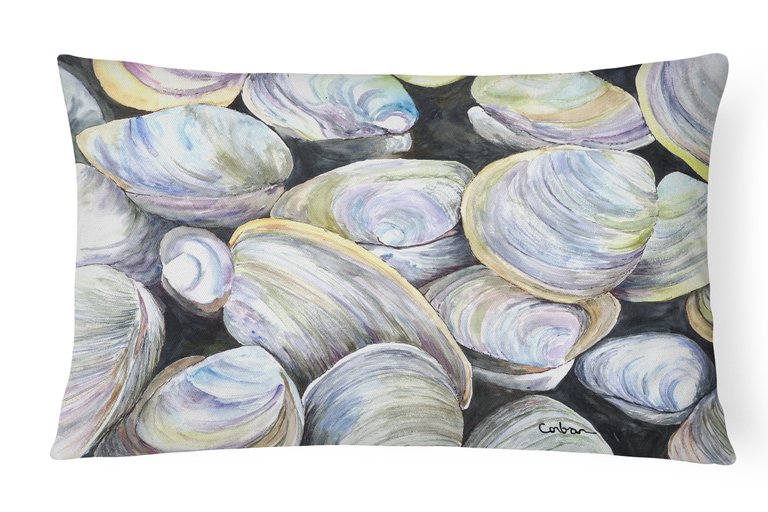 12 in x 16 in  Outdoor Throw Pillow Clam Quahog Shells Canvas Fabric Decorative Pillow