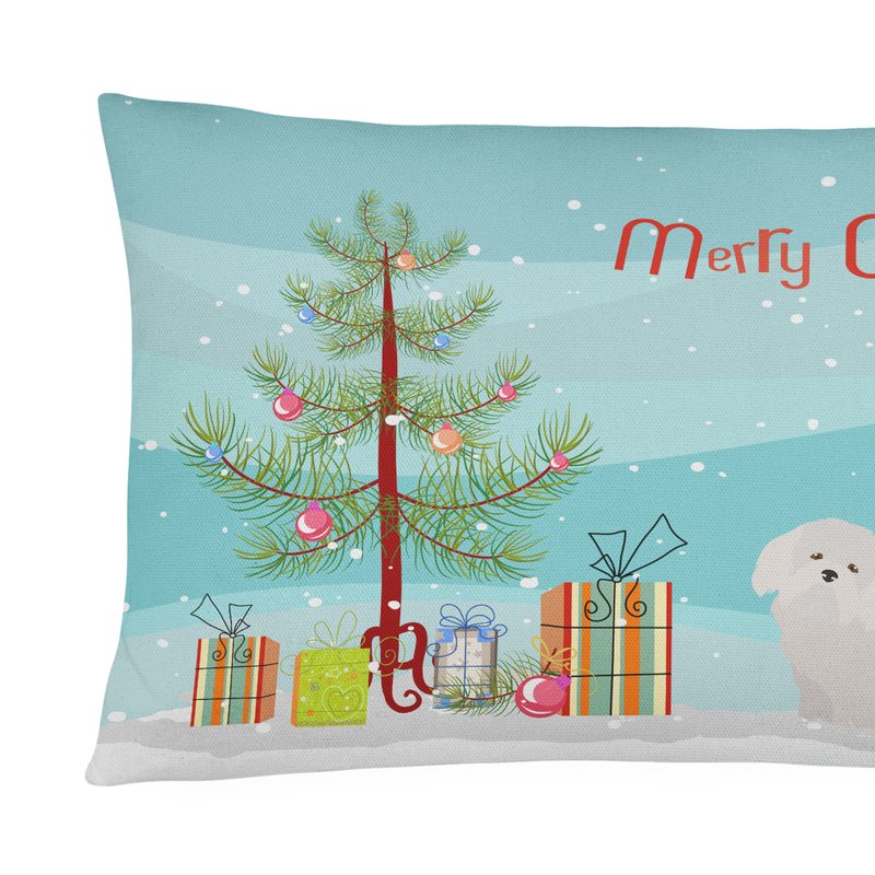 Caroline's Treasures 12 In X 16 In Outdoor Throw Pillow Coton De Tulear Christmas Tree Canvas Fabric Decorative Pillow