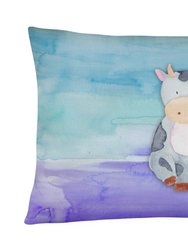 12 in x 16 in  Outdoor Throw Pillow Cow Watercolor Canvas Fabric Decorative Pillow