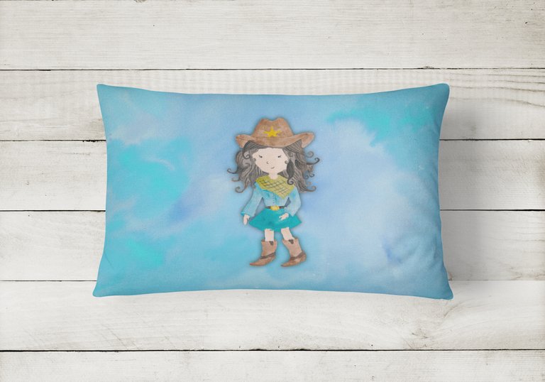 12 in x 16 in  Outdoor Throw Pillow Cowgirl Watercolor Canvas Fabric Decorative Pillow