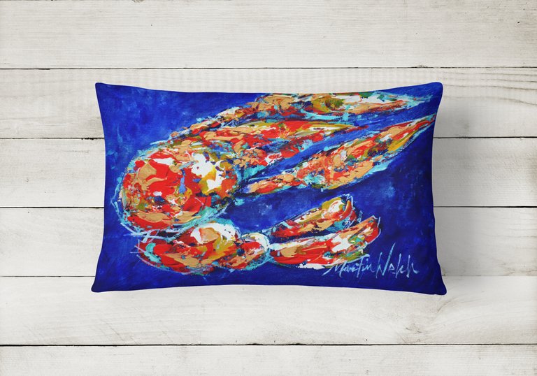 12 in x 16 in  Outdoor Throw Pillow Craw Momma Crawfish Canvas Fabric Decorative Pillow