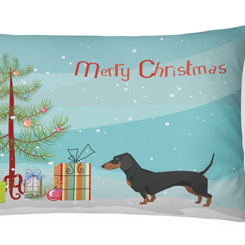 Caroline's Treasures 12 In X 16 In Outdoor Throw Pillow Dachshund Christmas Tree Canvas Fabric Decorative Pillow
