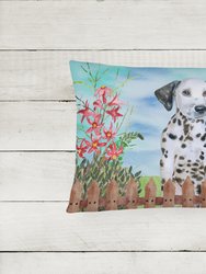 12 in x 16 in  Outdoor Throw Pillow Dalmatian Puppy Spring Canvas Fabric Decorative Pillow