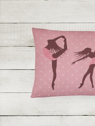 12 in x 16 in  Outdoor Throw Pillow Dancers Linen Pink Polkadots Canvas Fabric Decorative Pillow