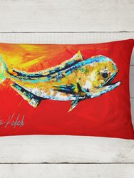 12 in x 16 in  Outdoor Throw Pillow Danny Dolphin Fish Canvas Fabric Decorative Pillow