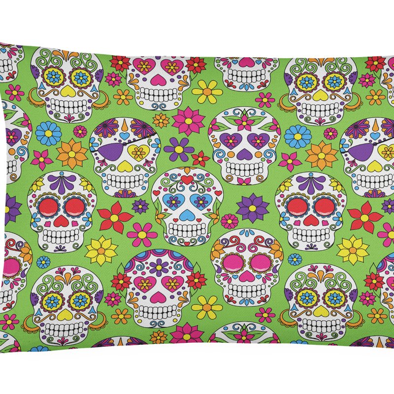 Caroline's Treasures 12 In X 16 In Outdoor Throw Pillow Day Of The Dead Green Canvas Fabric Decorative Pillow
