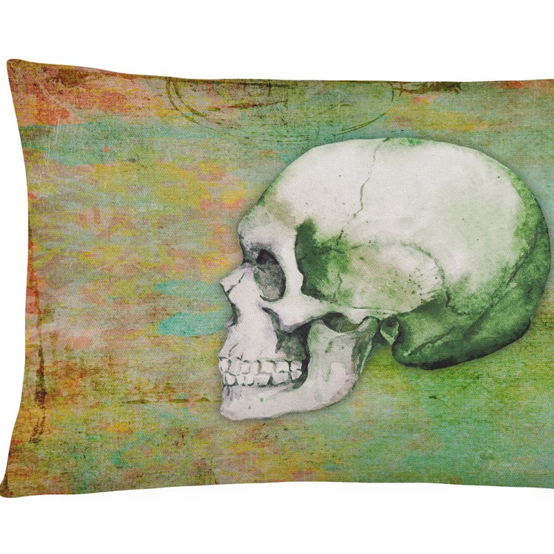 Caroline's Treasures 12 In X 16 In Outdoor Throw Pillow Day Of The Dead Green Skull Canvas Fabric Decorative Pillow