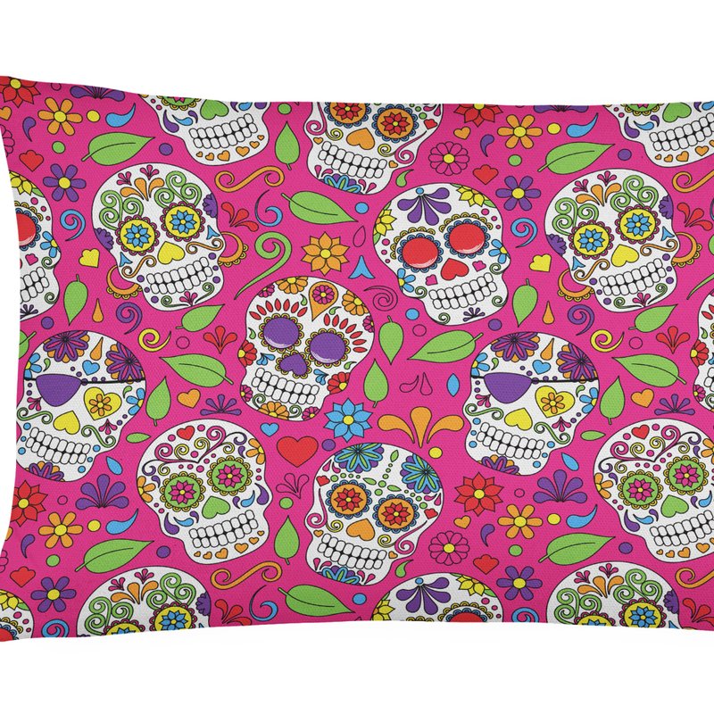Caroline's Treasures 12 In X 16 In Outdoor Throw Pillow Day Of The Dead Pink Canvas Fabric Decorative Pillow