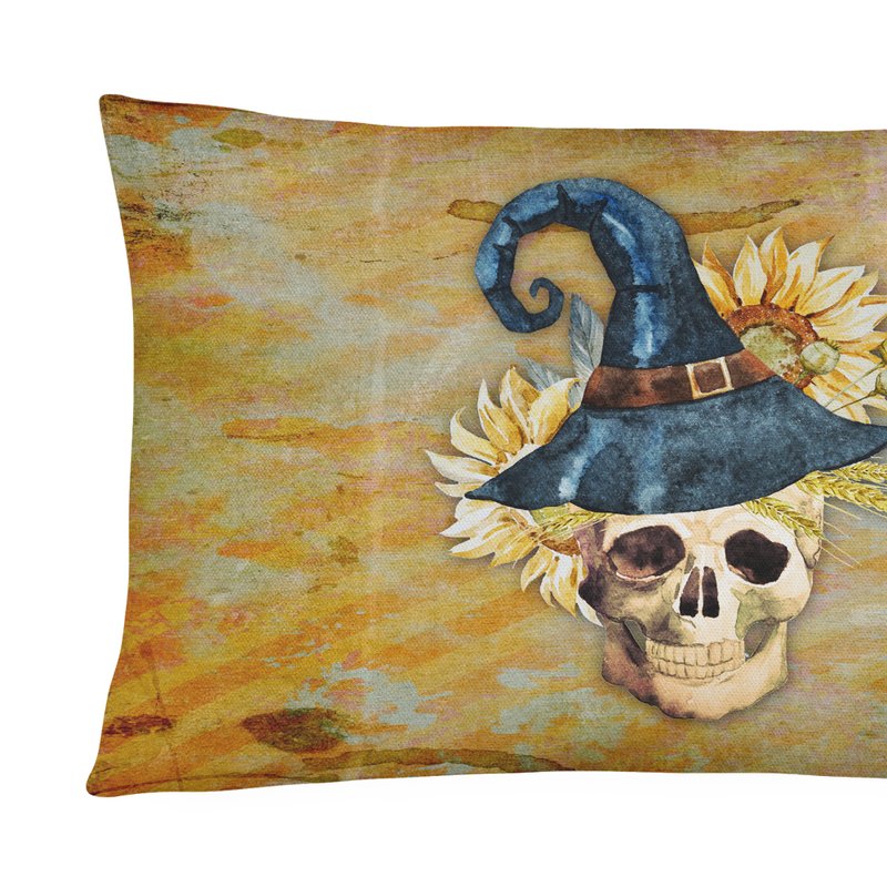 Caroline's Treasures 12 In X 16 In Outdoor Throw Pillow Day Of The Dead Witch Skull Canvas Fabric Decorative Pillow In Brown