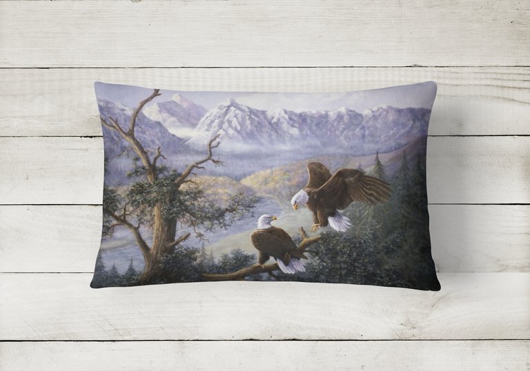 12 in x 16 in  Outdoor Throw Pillow Eagles by Daphne Baxter Canvas Fabric Decorative Pillow