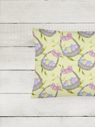 12 in x 16 in  Outdoor Throw Pillow Easter Basket and Eggs Canvas Fabric Decorative Pillow
