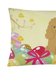 12 in x 16 in  Outdoor Throw Pillow Easter Eggs Poodle Tan Canvas Fabric Decorative Pillow