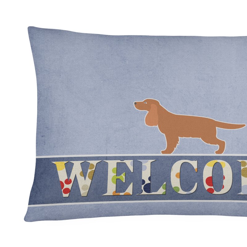 Caroline's Treasures 12 In X 16 In Outdoor Throw Pillow English Cocker Spaniel Welcome Canvas Fabric Decorative Pillow In Gray