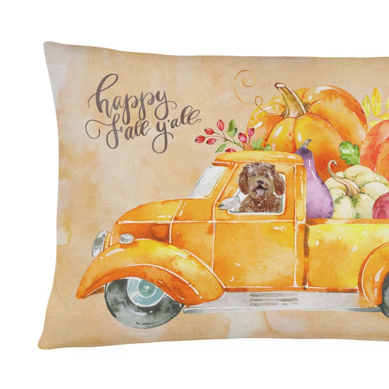 Caroline's Treasures 12 In X 16 In Outdoor Throw Pillow Fall Harvest Labradoodle Canvas Fabric Decorative Pillow