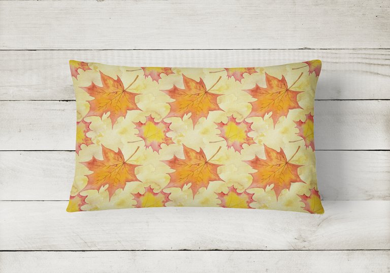 12 in x 16 in  Outdoor Throw Pillow Fall Leaves Scattered Canvas Fabric Decorative Pillow