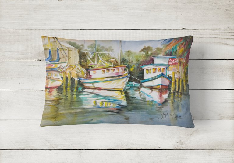 12 in x 16 in  Outdoor Throw Pillow Fish Market Canvas Fabric Decorative Pillow
