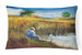 12 in x 16 in  Outdoor Throw Pillow Fisherman on the Bank Canvas Fabric Decorative Pillow