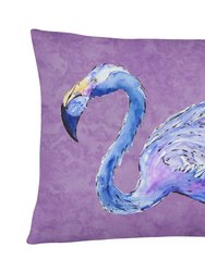 12 in x 16 in  Outdoor Throw Pillow Flamingo on Purple Canvas Fabric Decorative Pillow