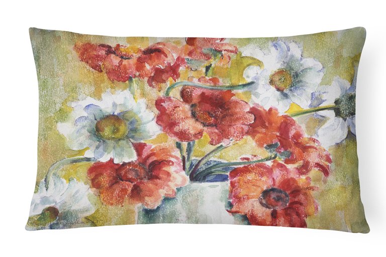 12 in x 16 in  Outdoor Throw Pillow Flowers by Fiona Goldbacher Canvas Fabric Decorative Pillow