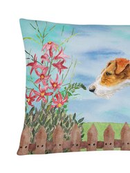 12 in x 16 in  Outdoor Throw Pillow Fox Terrier Spring Canvas Fabric Decorative Pillow