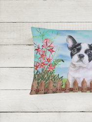 12 in x 16 in  Outdoor Throw Pillow French Bulldog Black White Spring Canvas Fabric Decorative Pillow