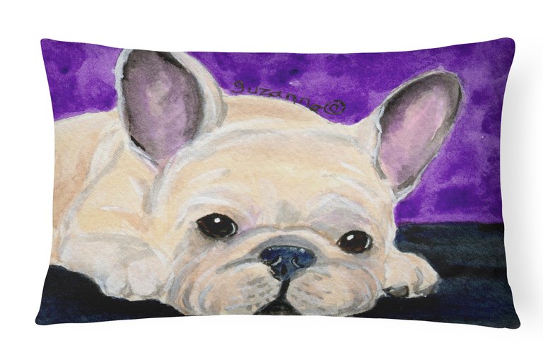 12 in x 16 in  Outdoor Throw Pillow French Bulldog Canvas Fabric Decorative Pillow
