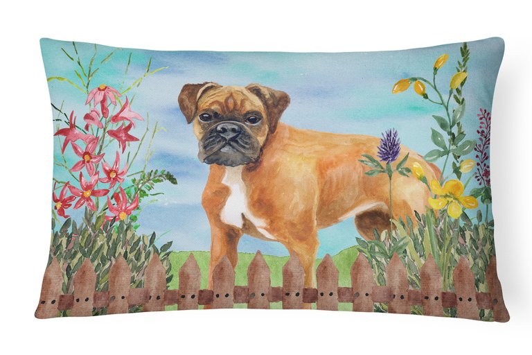 12 in x 16 in  Outdoor Throw Pillow German Boxer Spring Canvas Fabric Decorative Pillow