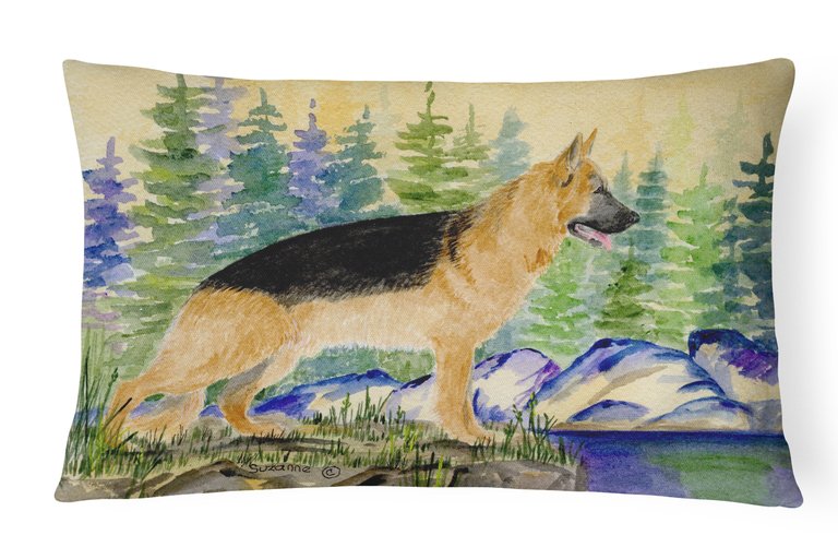 12 in x 16 in  Outdoor Throw Pillow German Shepherd Canvas Fabric Decorative Pillow