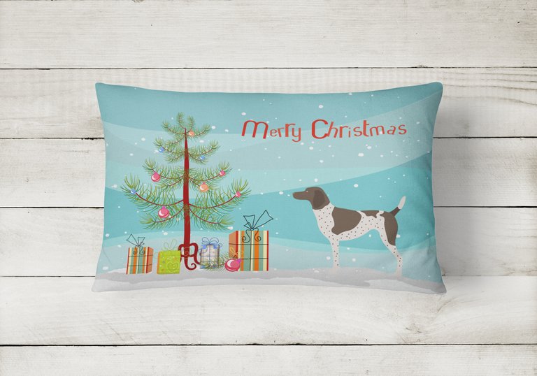 12 in x 16 in  Outdoor Throw Pillow German Shorthaired Pointer Christmas Canvas Fabric Decorative Pillow