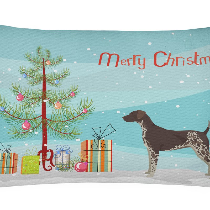 Caroline's Treasures 12 In X 16 In Outdoor Throw Pillow German Shorthaired Pointer Christmas Tree Canvas Fabric Decorativ
