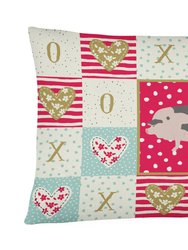 12 in x 16 in  Outdoor Throw Pillow Gloucester Old Spot Pig Love Canvas Fabric Decorative Pillow